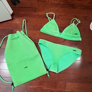 Green triangl swimsuit medium bottoms small top